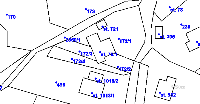 Parcela st. 76/1 v KÚ Vidče, Katastrální mapa
