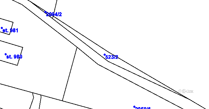 Parcela st. 523/2 v KÚ Vidče, Katastrální mapa