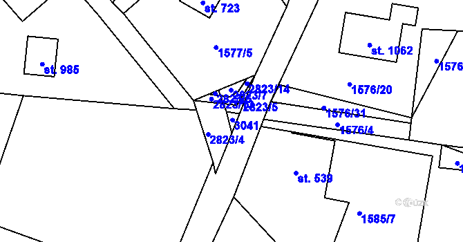 Parcela st. 388/2 v KÚ Vidče, Katastrální mapa
