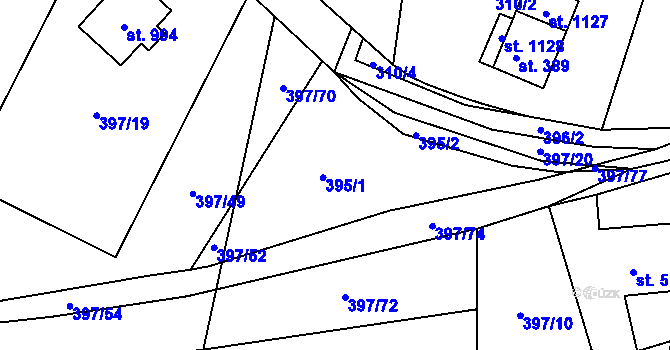 Parcela st. 395 v KÚ Vidče, Katastrální mapa