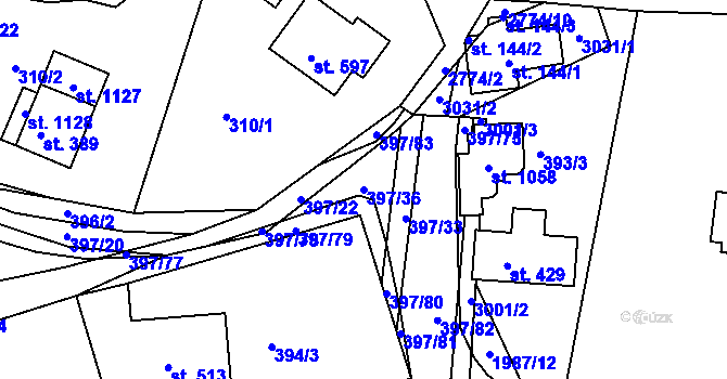 Parcela st. 397/36 v KÚ Vidče, Katastrální mapa