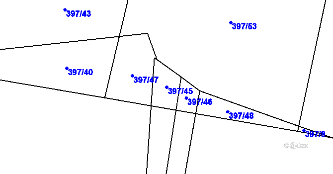 Parcela st. 397/45 v KÚ Vidče, Katastrální mapa