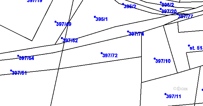 Parcela st. 397/72 v KÚ Vidče, Katastrální mapa