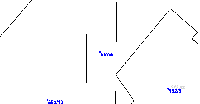 Parcela st. 552/5 v KÚ Vidče, Katastrální mapa