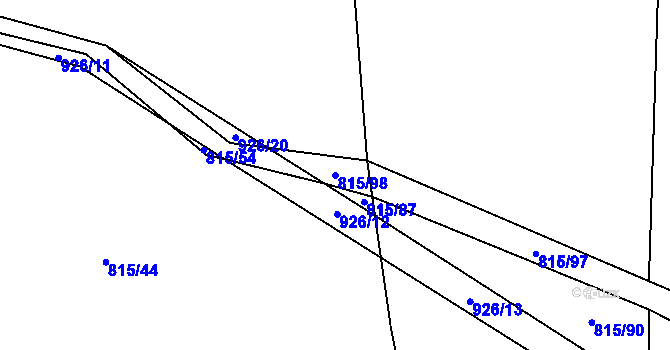 Parcela st. 815/98 v KÚ Vidče, Katastrální mapa