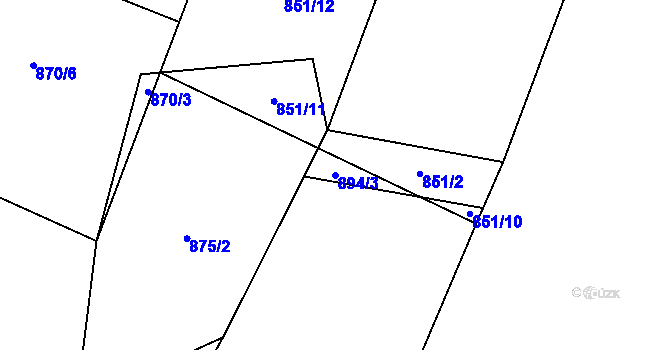 Parcela st. 894/3 v KÚ Vidče, Katastrální mapa