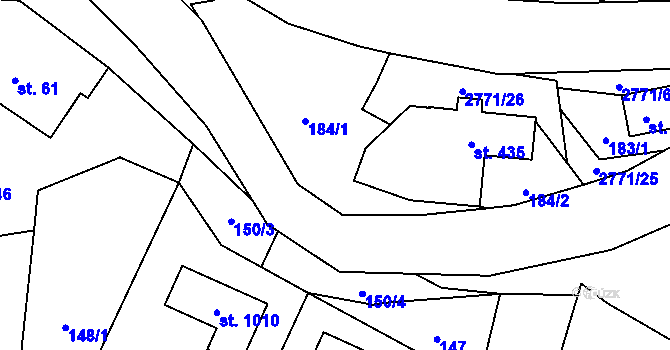 Parcela st. 185/3 v KÚ Vidče, Katastrální mapa
