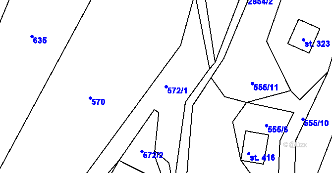 Parcela st. 572/1 v KÚ Vidče, Katastrální mapa