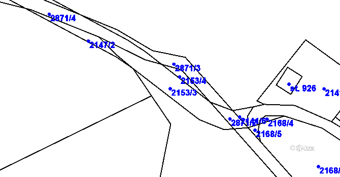 Parcela st. 2153/3 v KÚ Vidče, Katastrální mapa