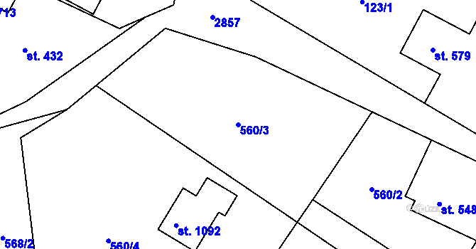 Parcela st. 560/3 v KÚ Vidče, Katastrální mapa