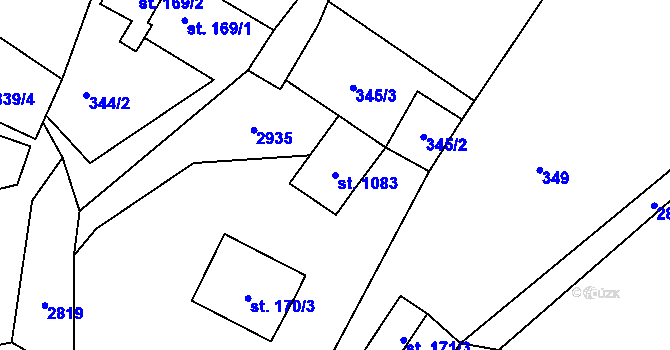 Parcela st. 1083 v KÚ Vidče, Katastrální mapa