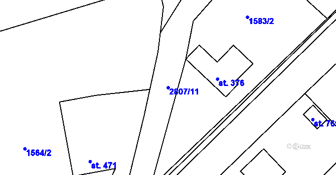 Parcela st. 2807/11 v KÚ Vidče, Katastrální mapa