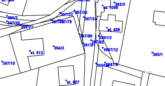 Parcela st. 397/81 v KÚ Vidče, Katastrální mapa