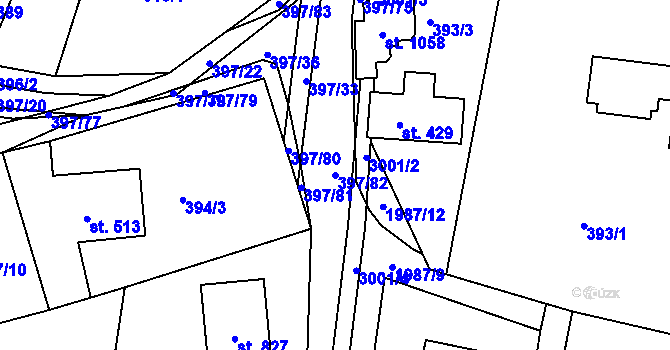 Parcela st. 397/82 v KÚ Vidče, Katastrální mapa