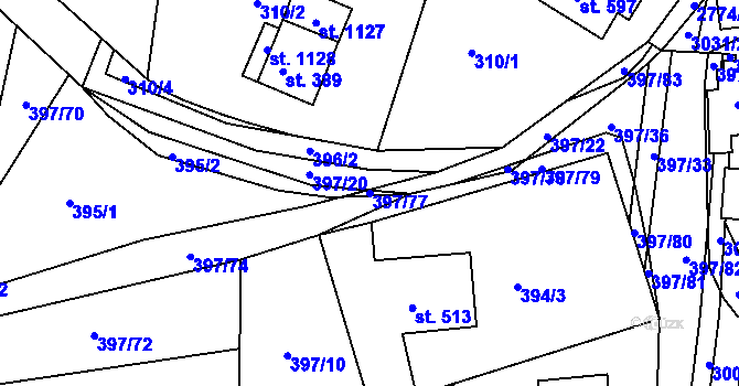 Parcela st. 397/77 v KÚ Vidče, Katastrální mapa