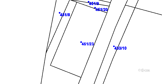 Parcela st. 451/23 v KÚ Vidče, Katastrální mapa