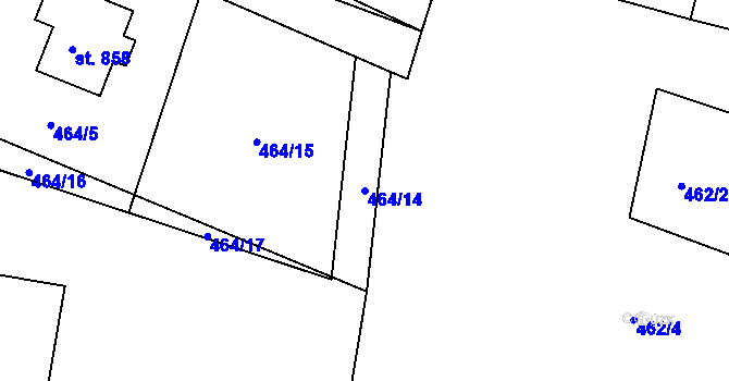 Parcela st. 464/14 v KÚ Vidče, Katastrální mapa
