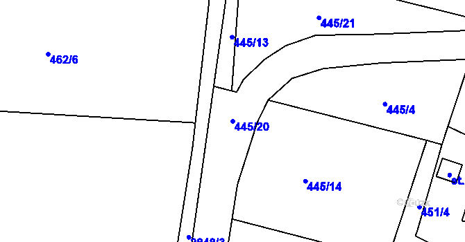 Parcela st. 445/20 v KÚ Vidče, Katastrální mapa