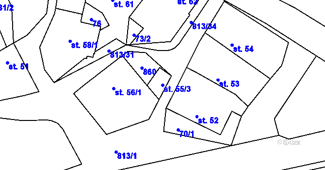 Parcela st. 55/3 v KÚ Vídeň, Katastrální mapa