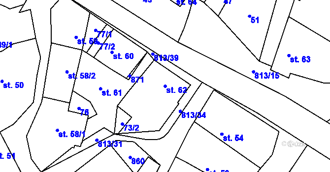 Parcela st. 62 v KÚ Vídeň, Katastrální mapa