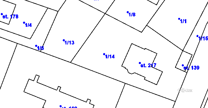 Parcela st. 1/14 v KÚ Vídeň, Katastrální mapa