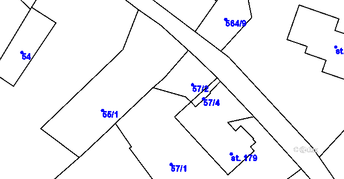Parcela st. 57/3 v KÚ Vídeň, Katastrální mapa
