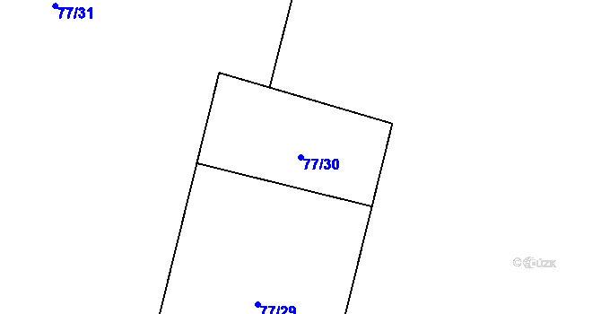 Parcela st. 77/30 v KÚ Roztěž, Katastrální mapa