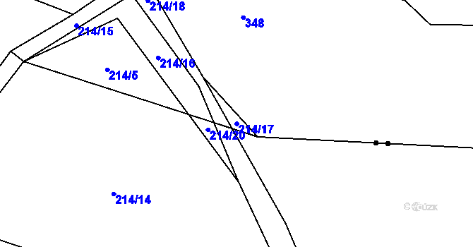 Parcela st. 214/17 v KÚ Roztěž, Katastrální mapa