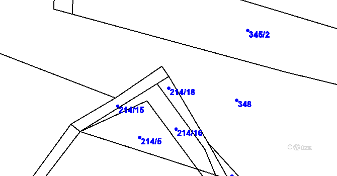 Parcela st. 214/18 v KÚ Roztěž, Katastrální mapa