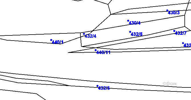 Parcela st. 440/11 v KÚ Roztěž, Katastrální mapa