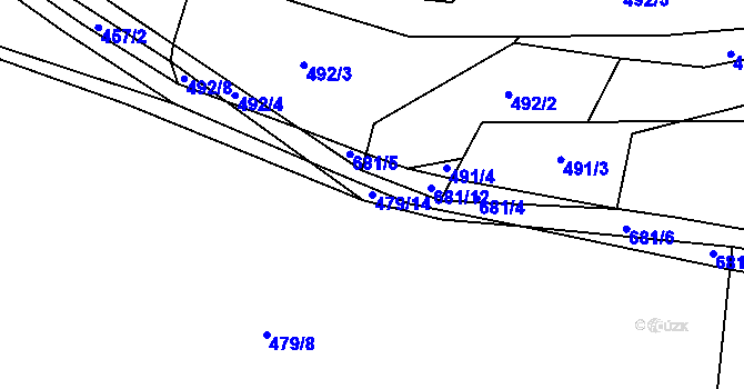 Parcela st. 479/14 v KÚ Roztěž, Katastrální mapa