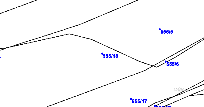Parcela st. 555/18 v KÚ Roztěž, Katastrální mapa