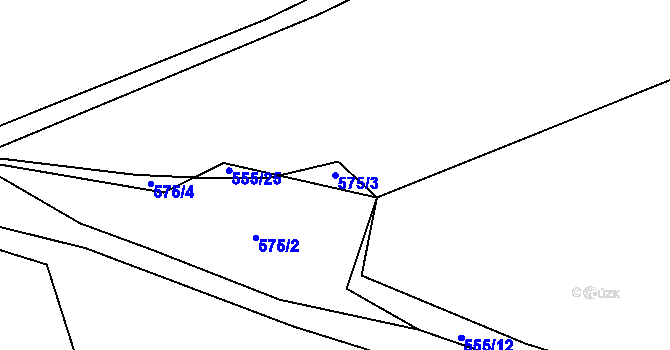 Parcela st. 575/3 v KÚ Roztěž, Katastrální mapa