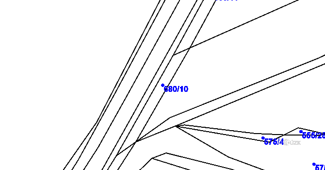 Parcela st. 680/10 v KÚ Roztěž, Katastrální mapa