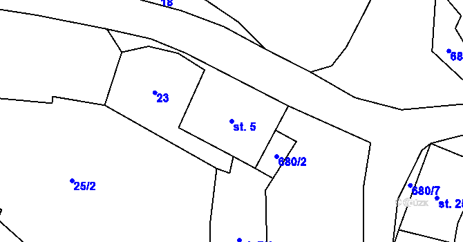 Parcela st. 5 v KÚ Tuchotice, Katastrální mapa