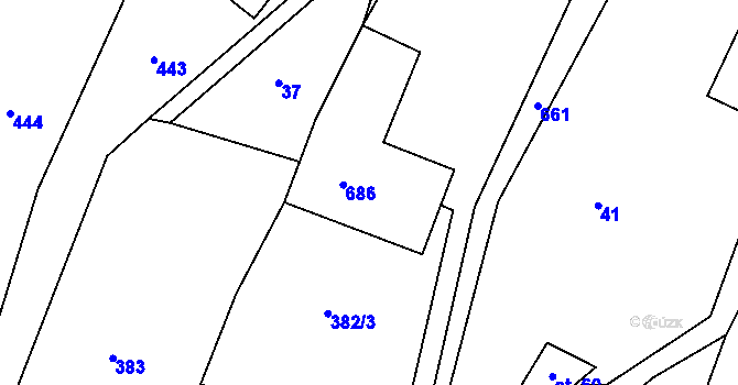 Parcela st. 14 v KÚ Tuchotice, Katastrální mapa