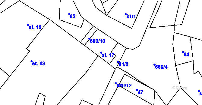 Parcela st. 17 v KÚ Tuchotice, Katastrální mapa