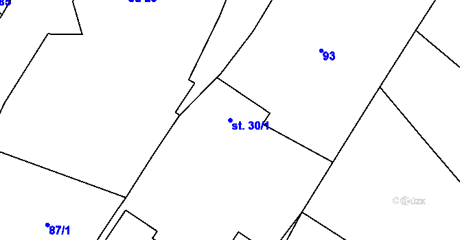 Parcela st. 30/1 v KÚ Tuchotice, Katastrální mapa