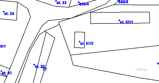 Parcela st. 57/2 v KÚ Tuchotice, Katastrální mapa