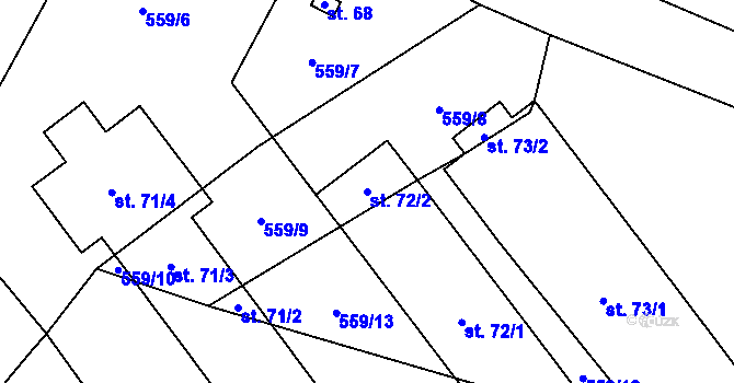 Parcela st. 72/2 v KÚ Tuchotice, Katastrální mapa