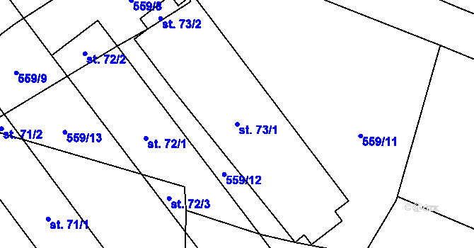 Parcela st. 73/1 v KÚ Tuchotice, Katastrální mapa