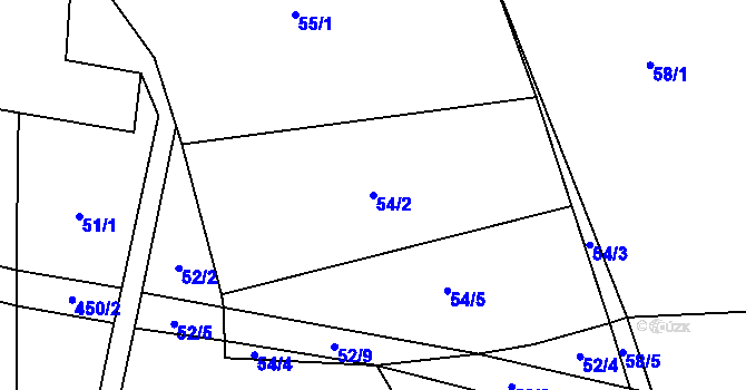 Parcela st. 54/2 v KÚ Tuchotice, Katastrální mapa
