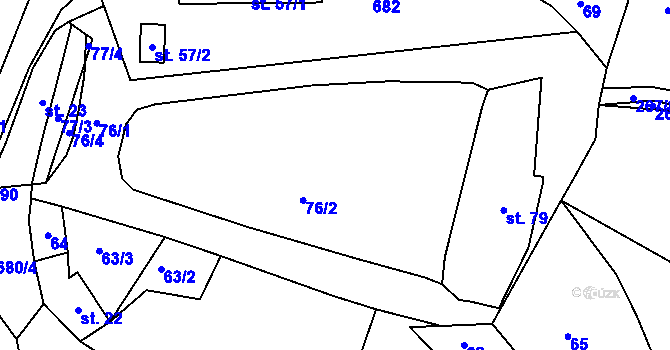 Parcela st. 76 v KÚ Tuchotice, Katastrální mapa