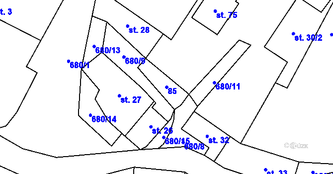 Parcela st. 85 v KÚ Tuchotice, Katastrální mapa