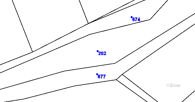 Parcela st. 202 v KÚ Tuchotice, Katastrální mapa