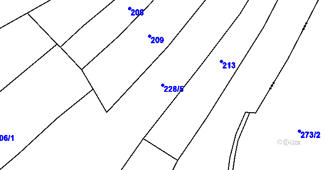 Parcela st. 228/5 v KÚ Tuchotice, Katastrální mapa