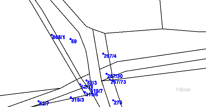 Parcela st. 267/4 v KÚ Tuchotice, Katastrální mapa