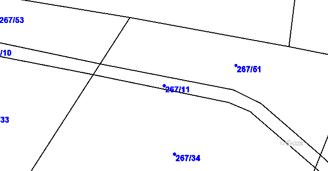Parcela st. 267/11 v KÚ Tuchotice, Katastrální mapa