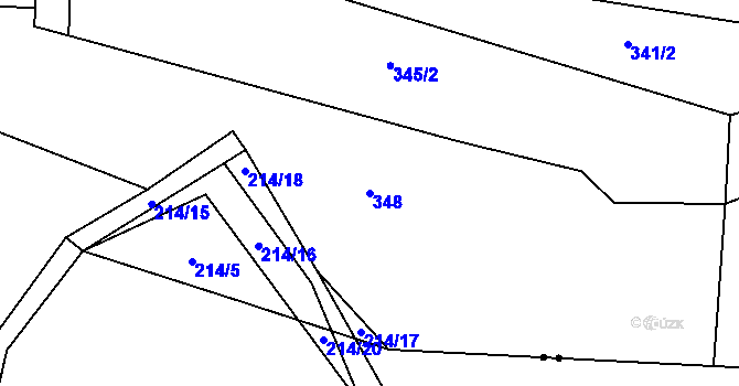Parcela st. 348 v KÚ Tuchotice, Katastrální mapa