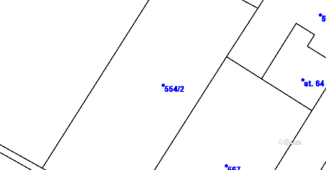 Parcela st. 554/2 v KÚ Tuchotice, Katastrální mapa